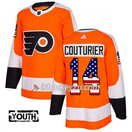 Børn NHL Philadelphia Flyers Trøje Sean Couturier 14 Adidas 2017-2018 Orange USA Flag Fashion Authentic